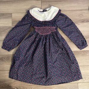 Vintage Polly Flinders Girl 6 Smocked Cottagecore Ruffle Collar Prairie Dress